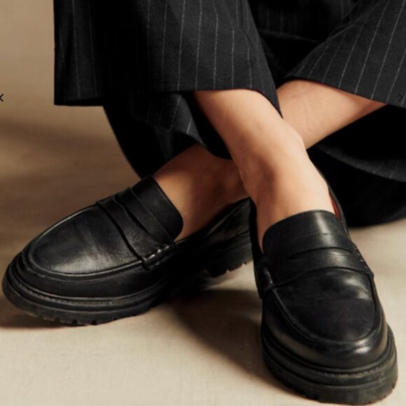 Sézane Leather Albane Loafers in Color Smooth Black Size 38 (US 7.5) - Picture 1 of 10